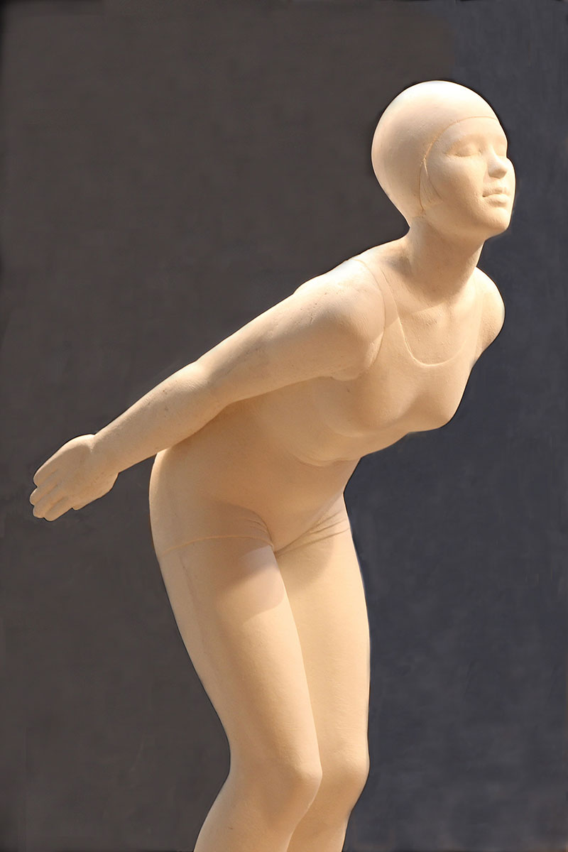 Sculpture of female diver by Karen Newman