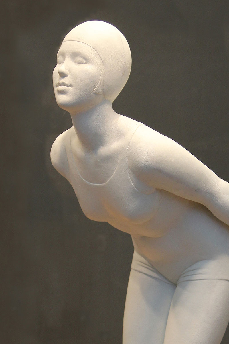 Sculpture of female diver by Karen Newman